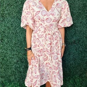 Shell print midi dress